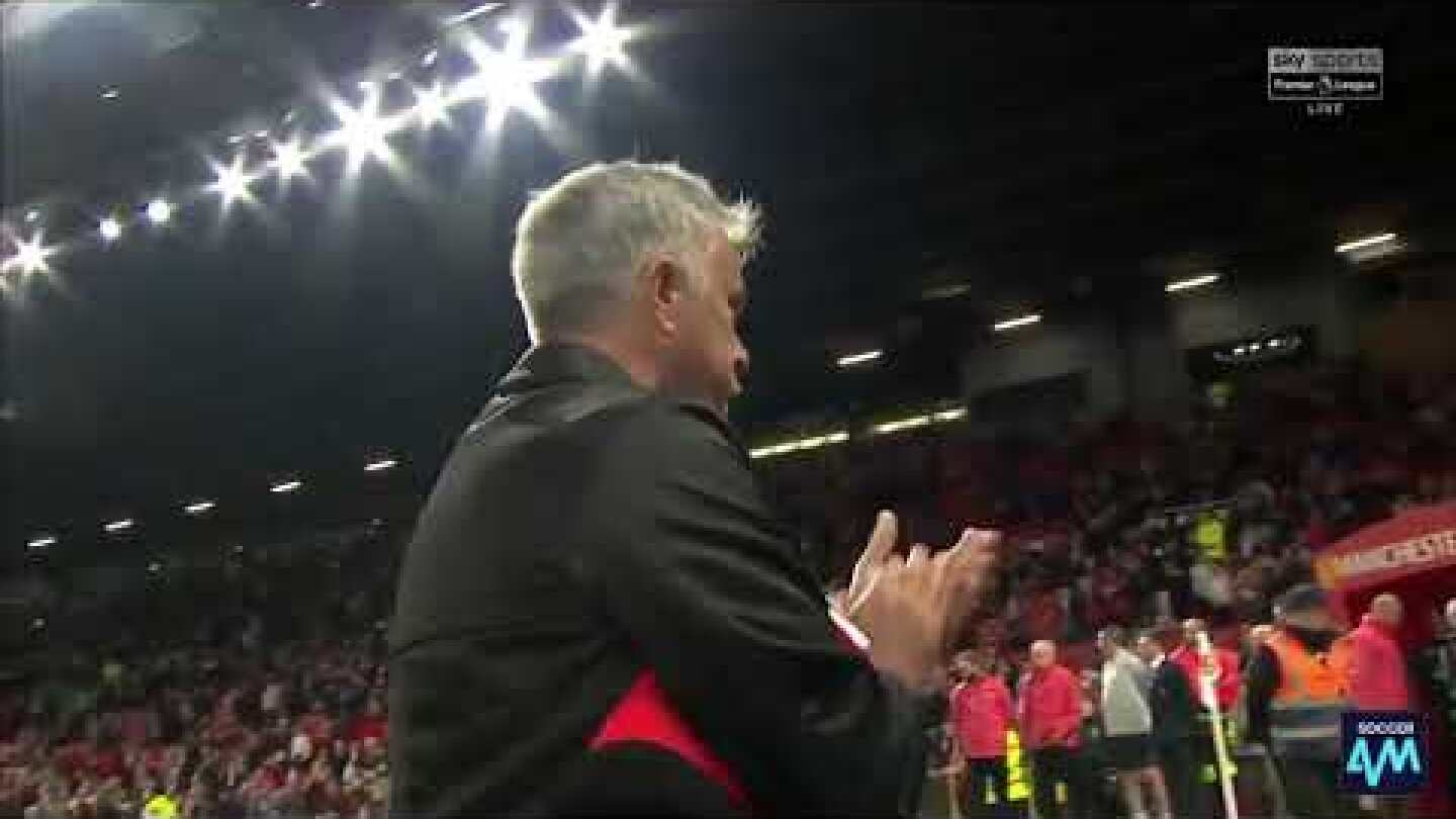 Jose Mourinho applauding the remaining Man Utd fans at Old Trafford