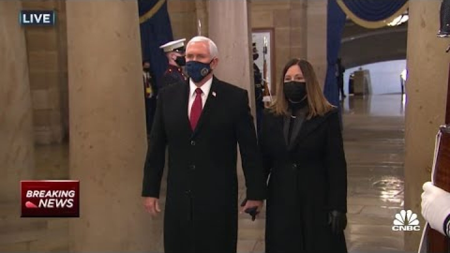 Vice President Mike Pence arrives at Joe Biden's inauguration
