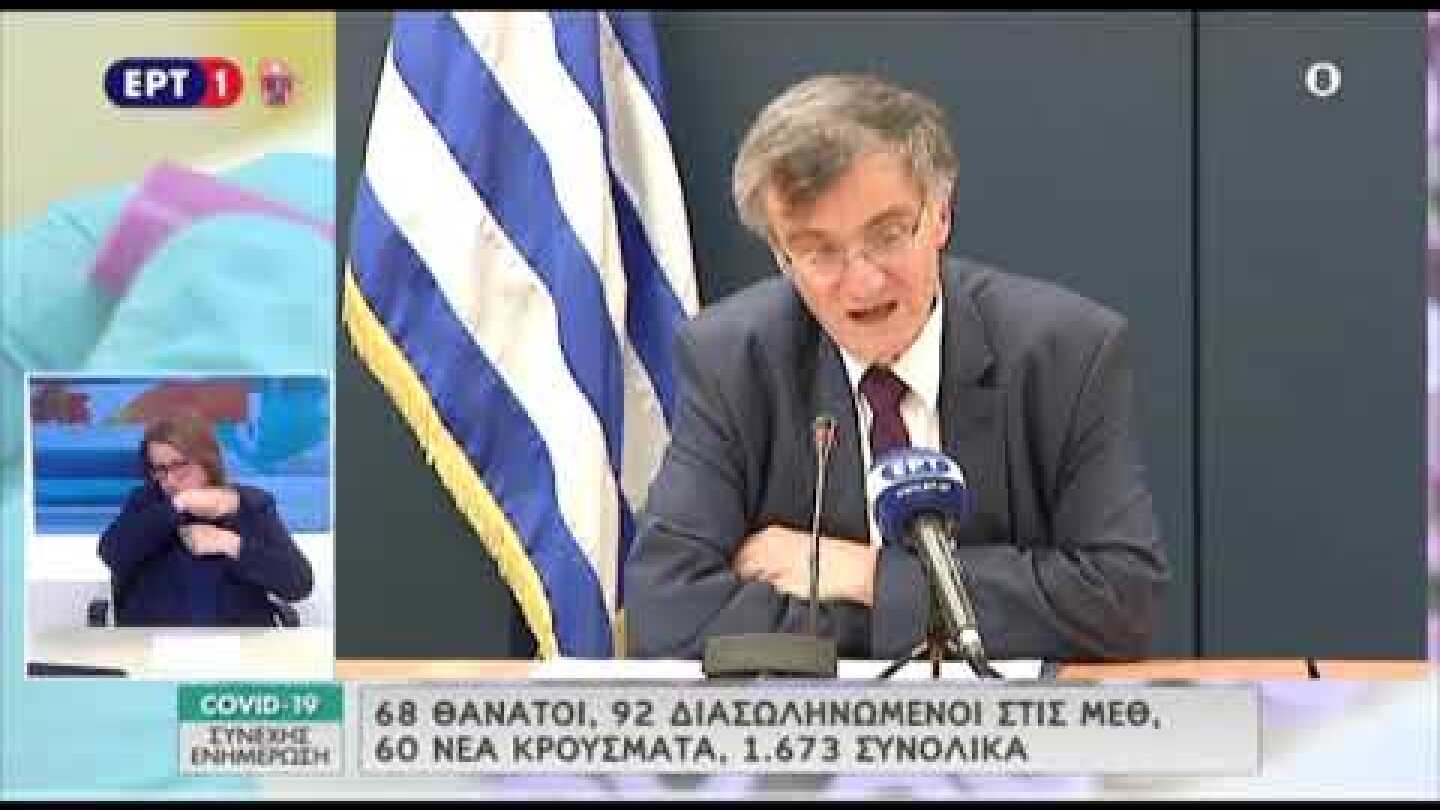 Τσιόδρας: 68 οι νεκροί,  60 νέα κρούσματα