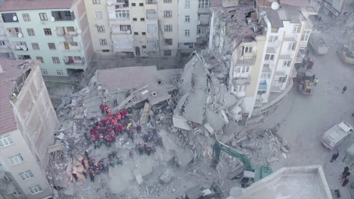 Aerial footage shows quake damage in Turkey