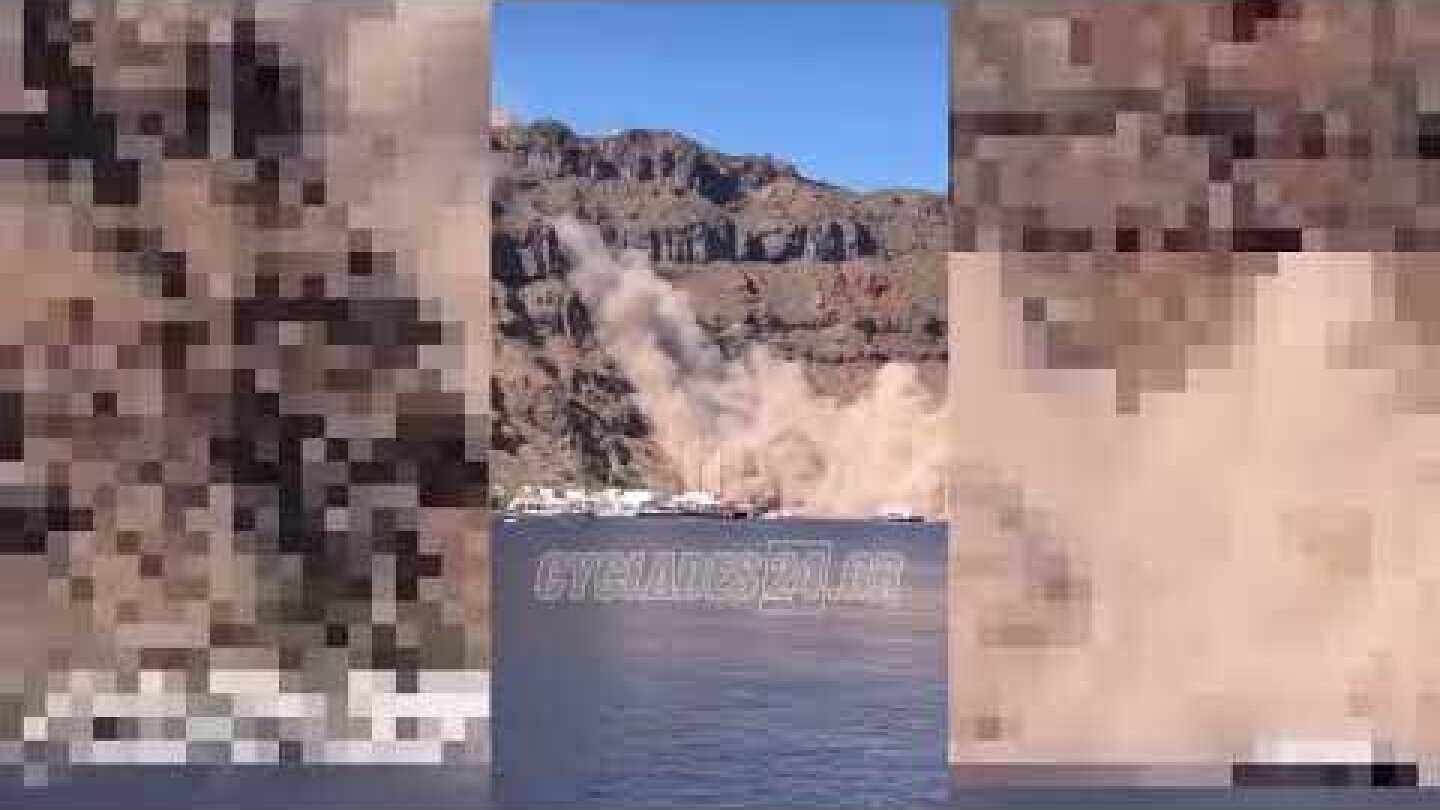 Σαντορίνη: Κατολίσθηση στη Θηρασιά - Συγκλονιστικό βίντεο