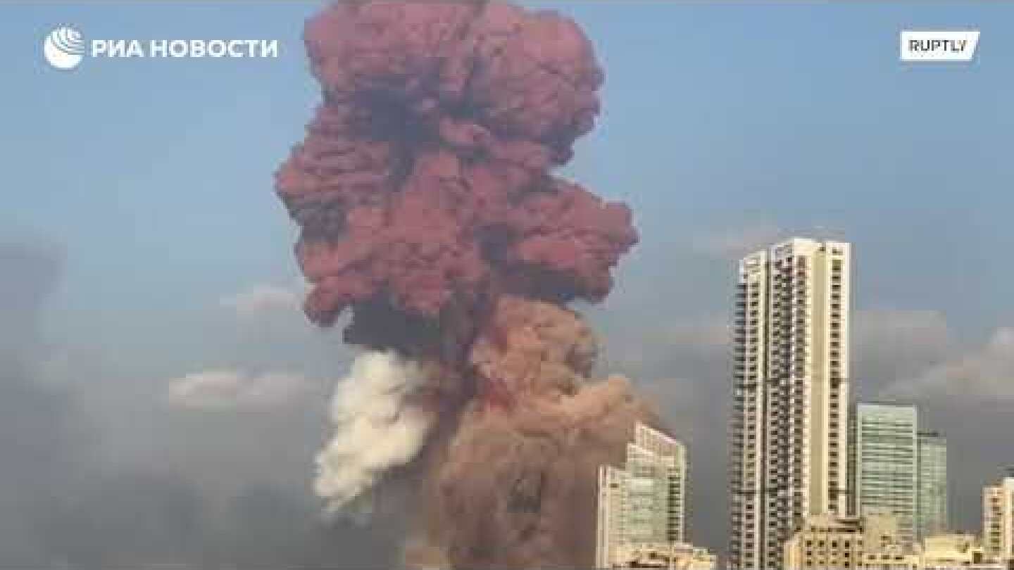 Moment of Beirut explosion caught on camera