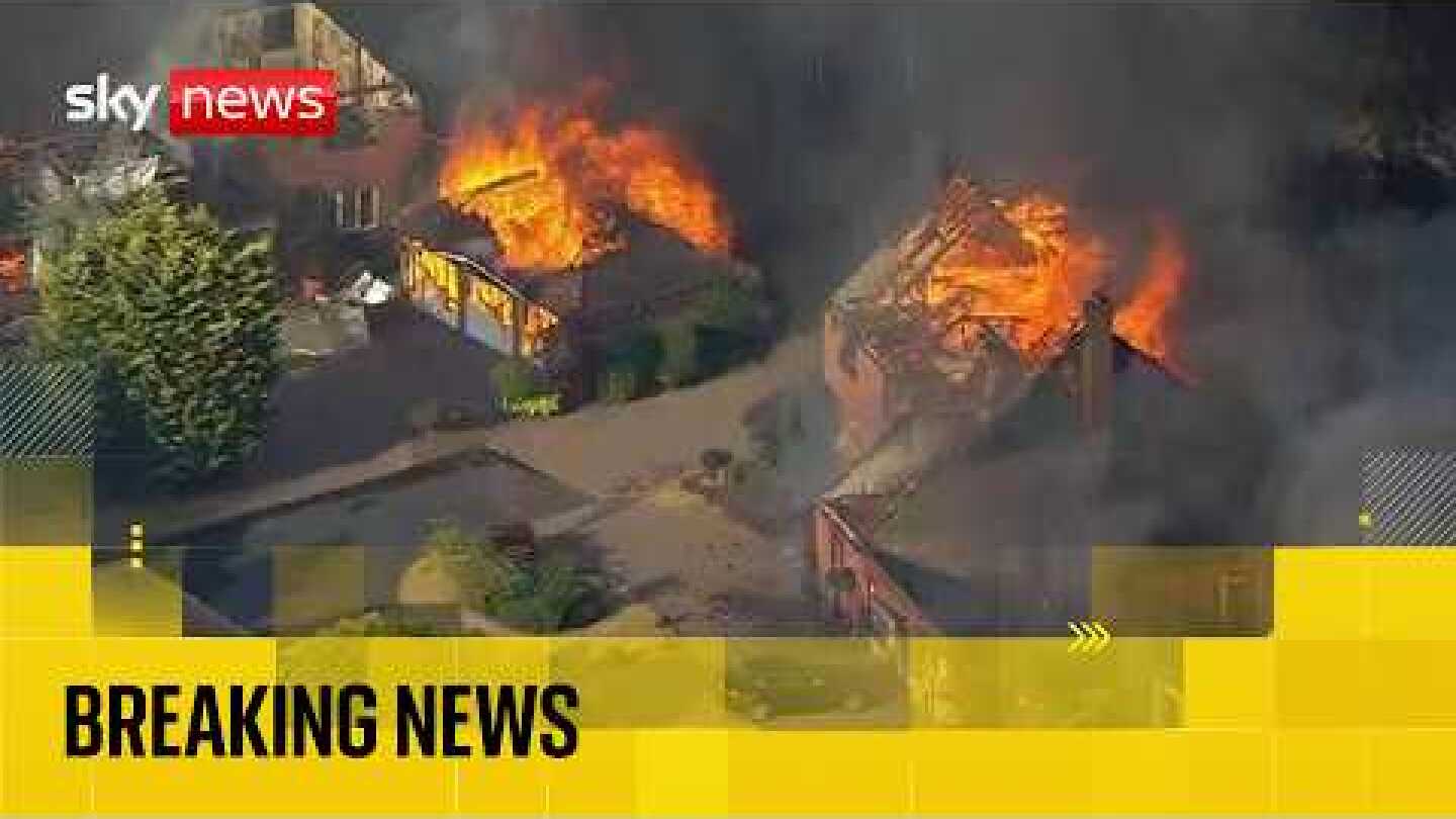 Houses on fire as wildfires spread in Stourbridge