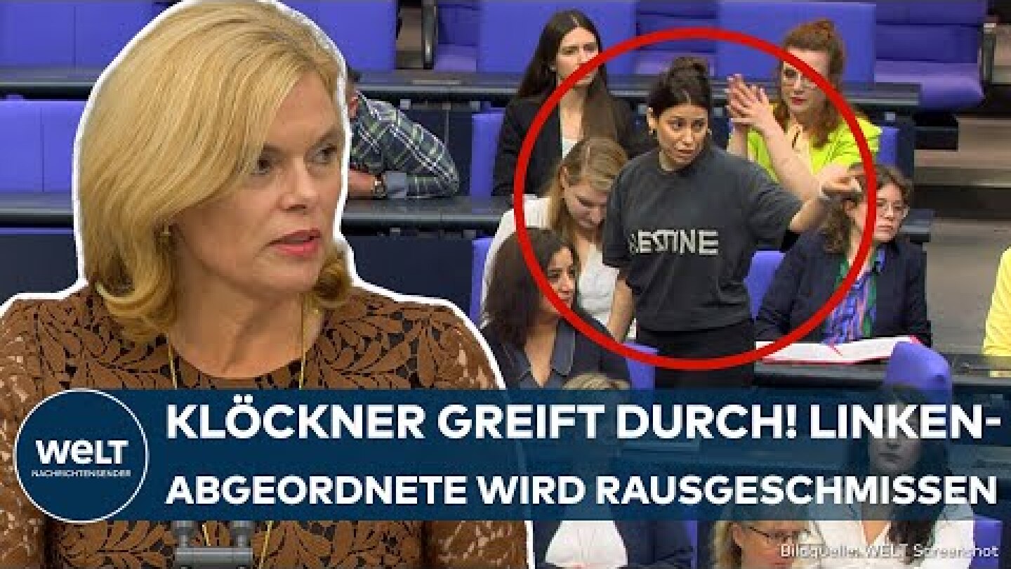 BUNDESTAG: Klöckner schmeißt Linken-Abgeordnete Köktürk wegen "Palestine"-Shirt aus dem Saal!