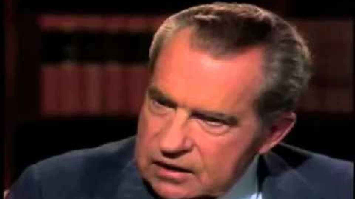 David Frost confronts Richard Nixon on Watergate scandal