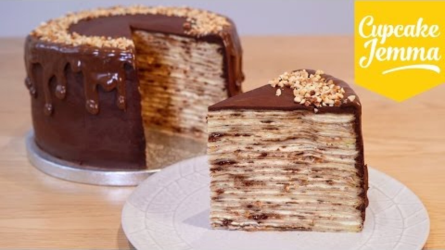 How to Make an EPIC Nutella Crepe Pancake Cake! | Cupcake Jemma