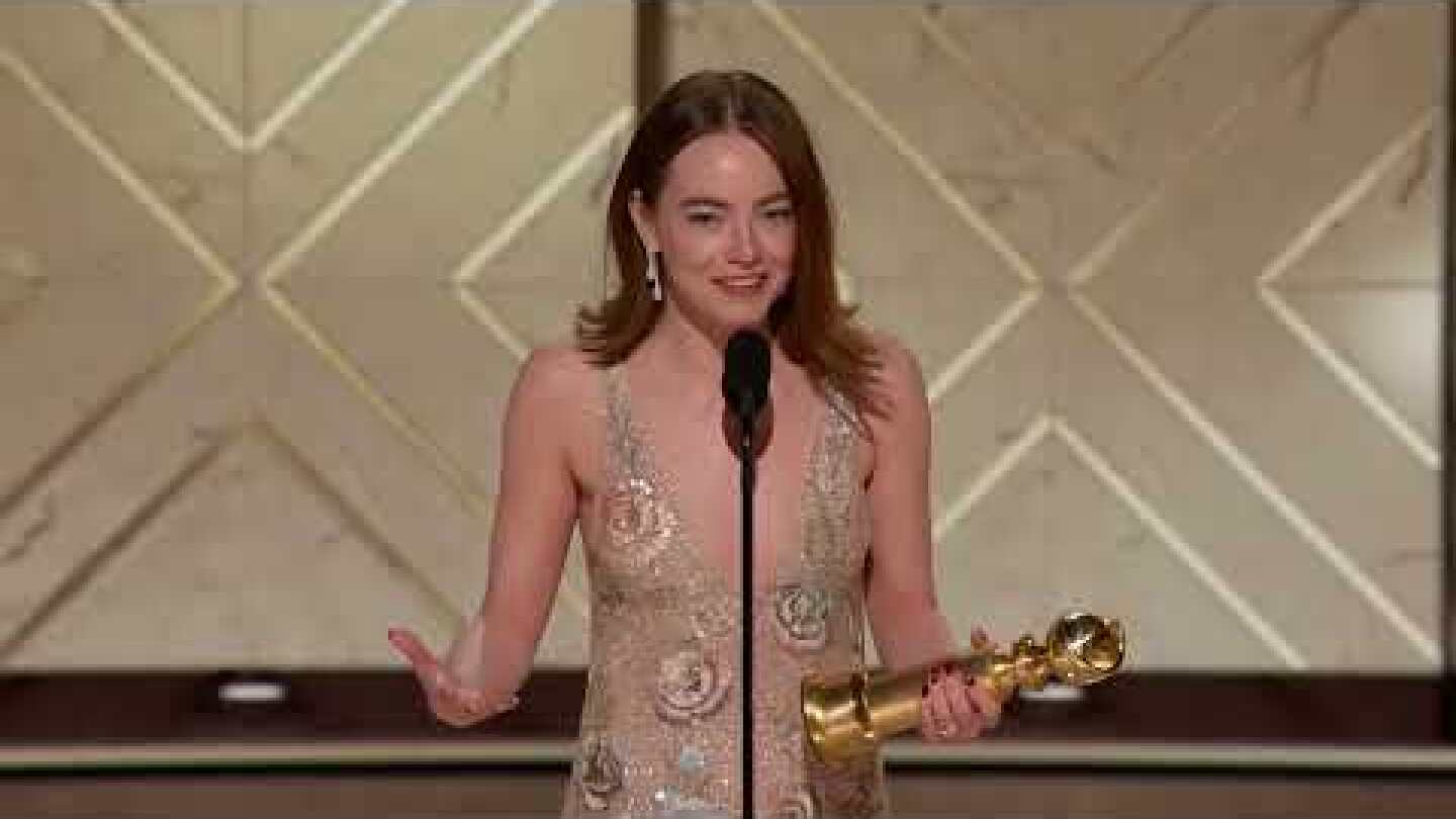 Emma Stone Wins Best Female Actor – Motion Picture Musical/Comedy I 81st Annual Golden Globes