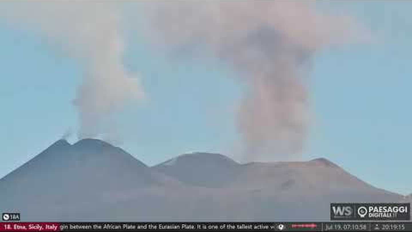 Jul 19, 2024: Etna Volcano Erupting from 3 Separate Cones