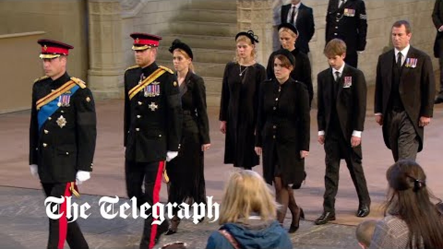 Queen Elizabeth II's grandchildren hold emotional vigil at her coffin