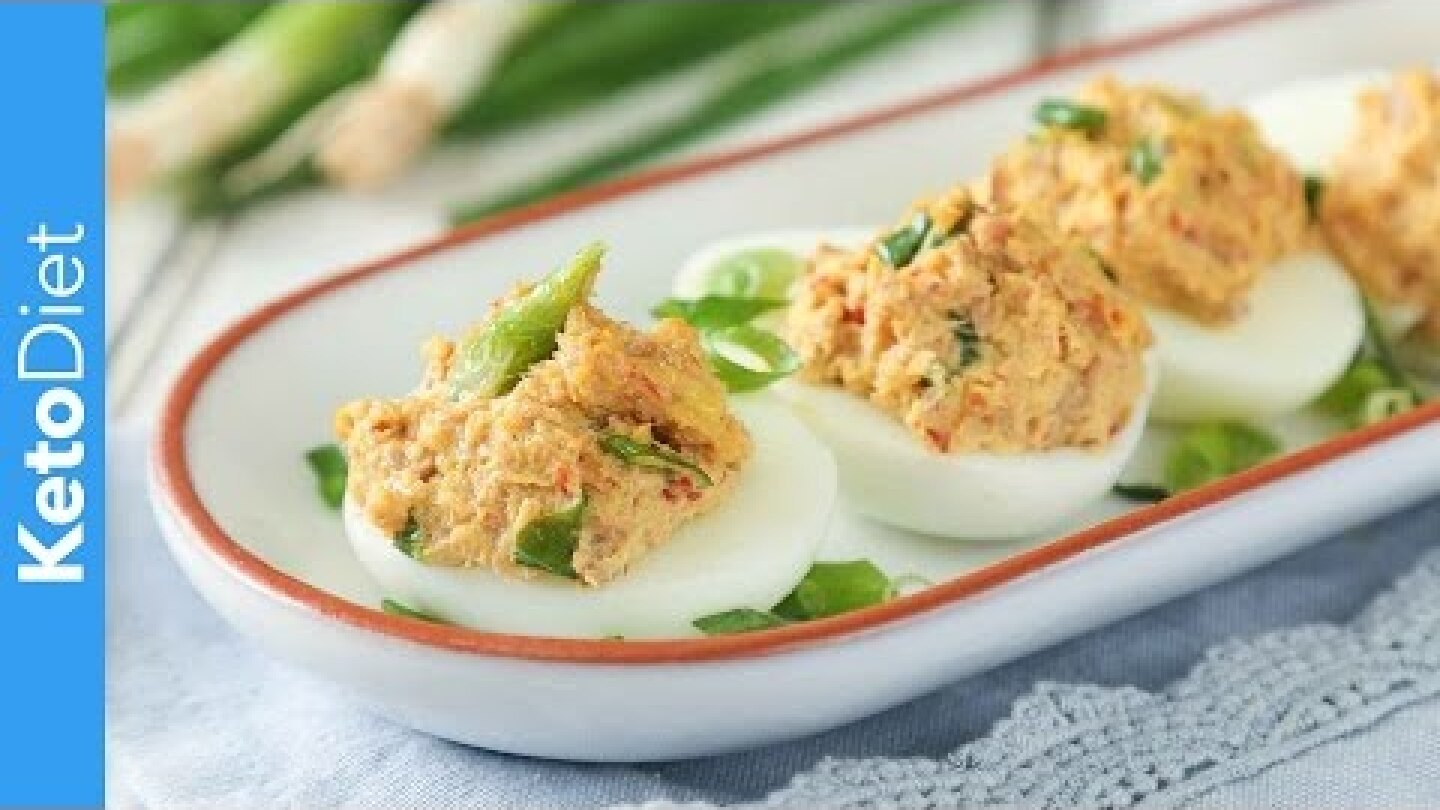 Keto Spicy Tuna Deviled Eggs