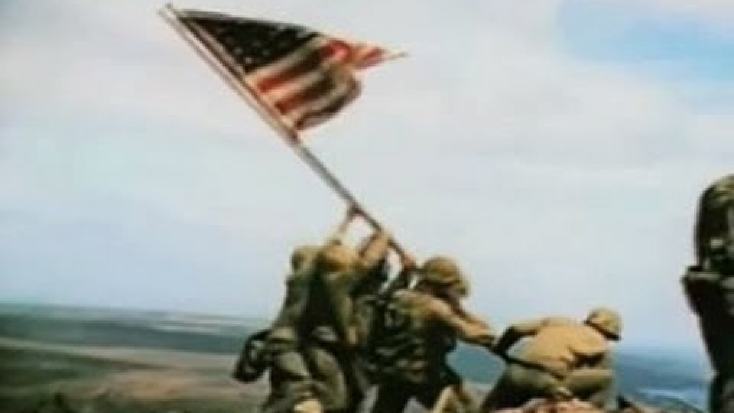 Iwo Jima Flag Raising Color Footage, Strikingly Beautiful, 1945