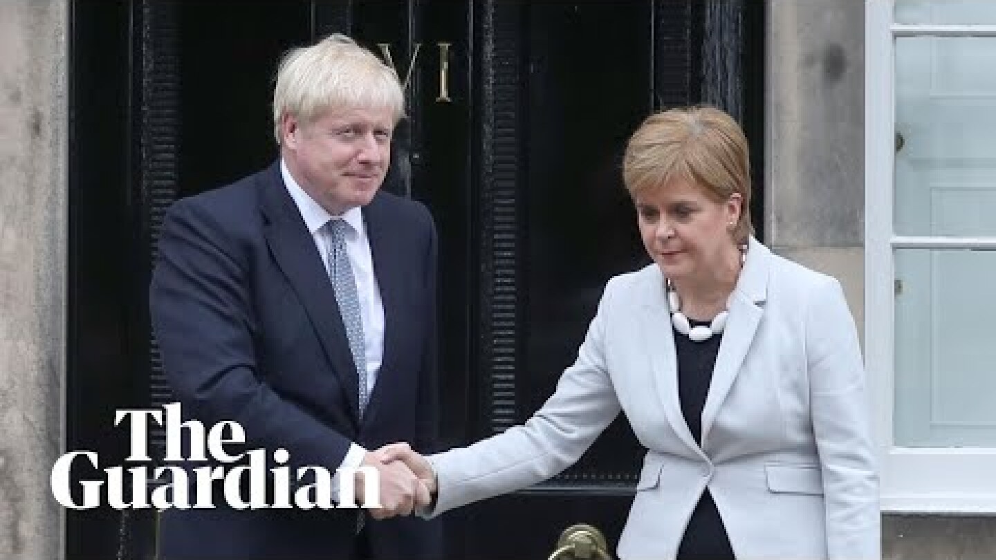 Boris Johnson booed as he meets Nicola Sturgeon in Scotland