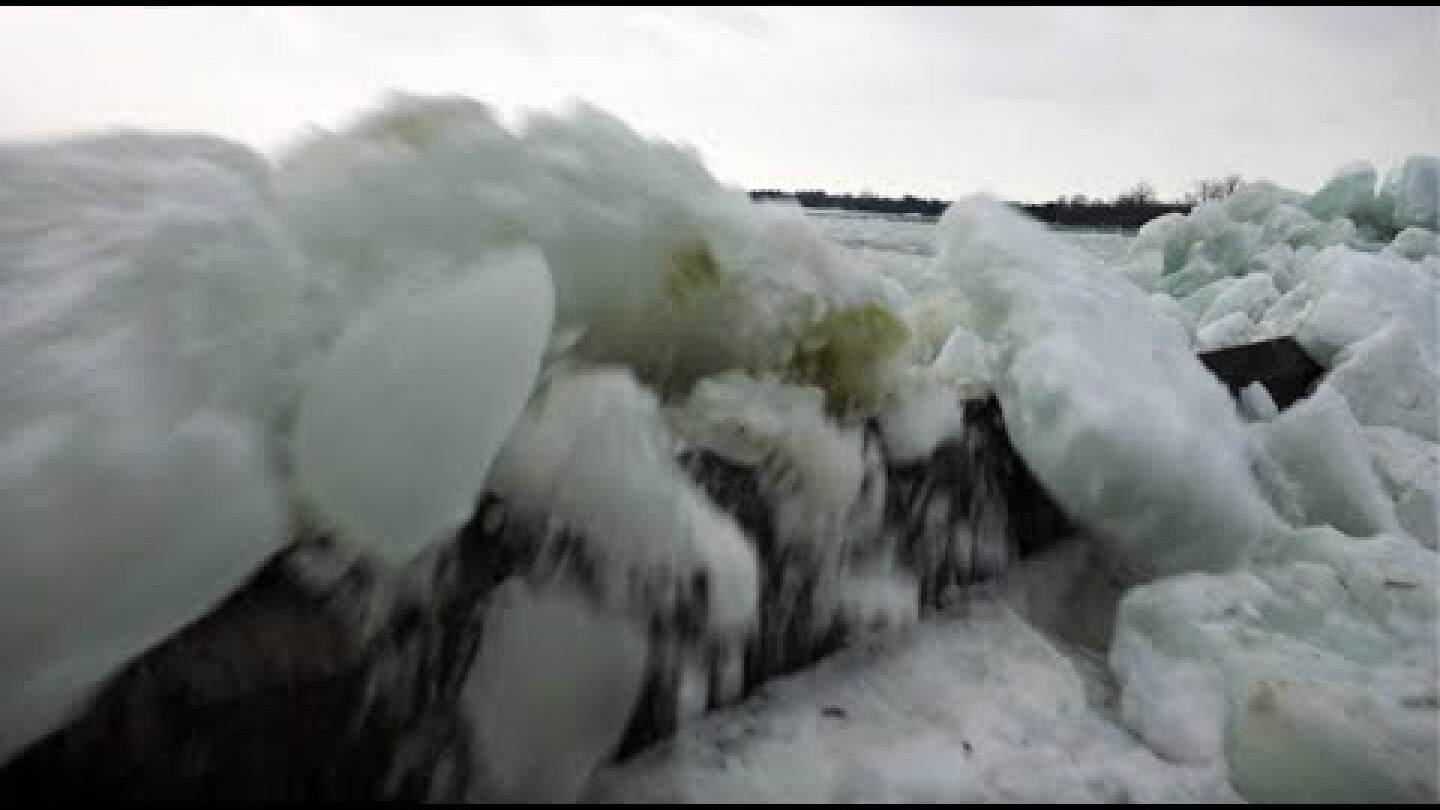 Ice Crashes Ashore Right Beside Us On Lake Erie