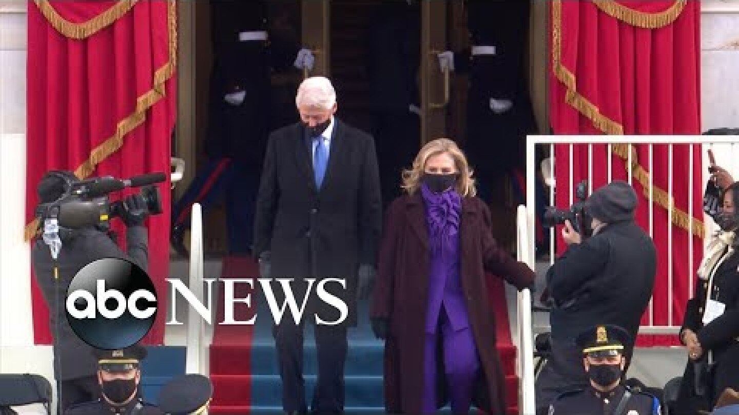 Former Presidents Clinton, Bush and Obama arrive at inauguration