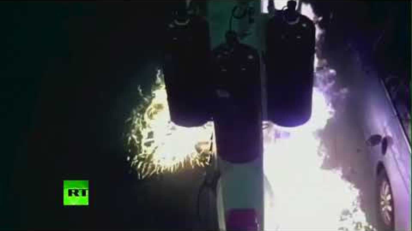 Arson caught on CCTV: Man sets gas station on fire in New York City