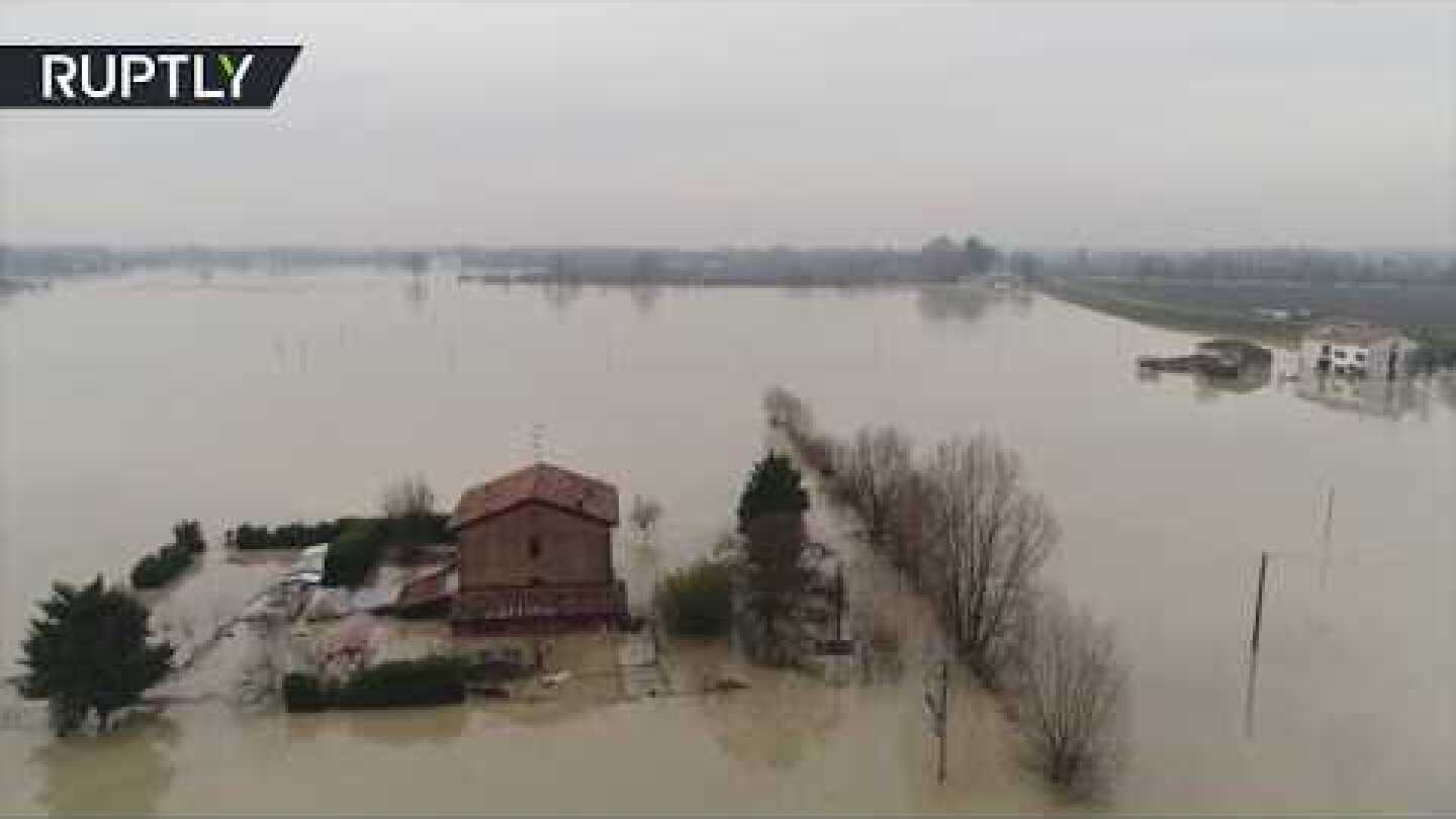 AERIAL: Heavy floods hit northwest Italy, hundreds evacuated