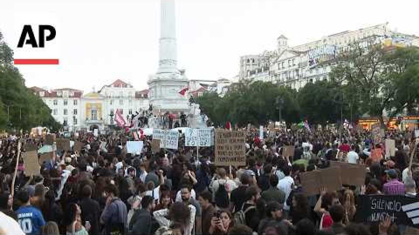 Protesters gather in Lisbon to demand affordable housing in Portugal
