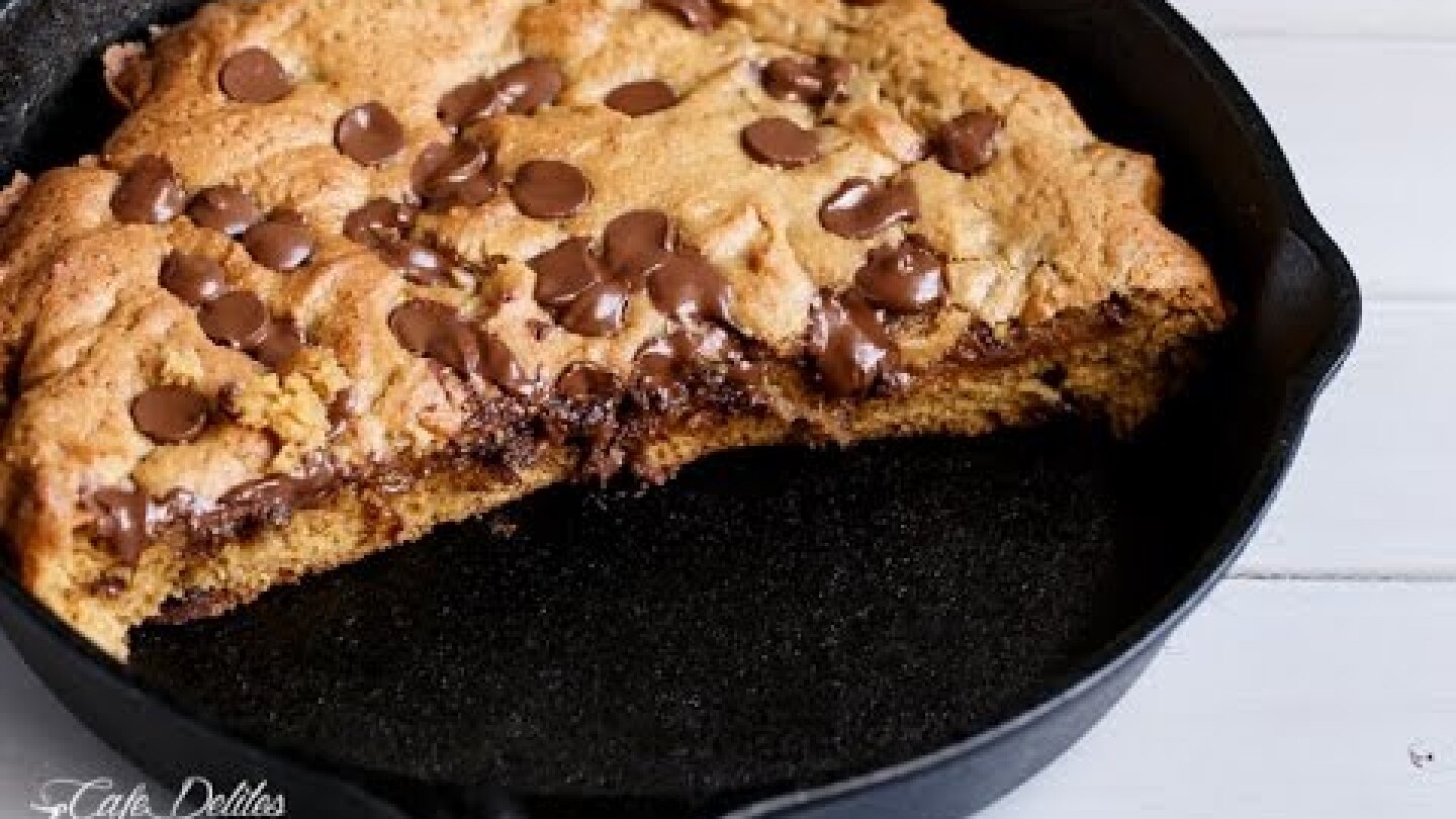 Nutella Stuffed Chocolate Chip Skillet Cookie