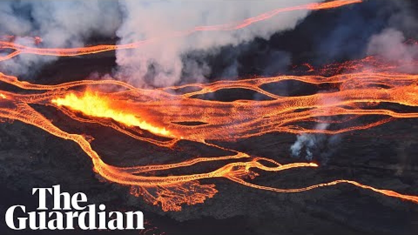 Hawaii volcano: aerial footage shows Mauna Loa spewing lava