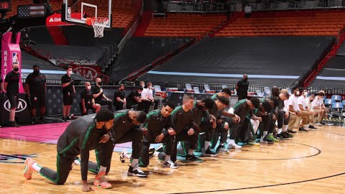 Heat And Celtics Players Kneel During National Anthem