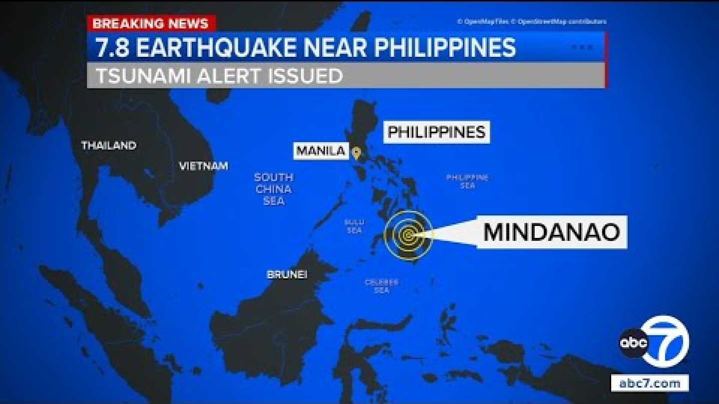 7.8-magnitude earthquake shakes southern Philippines, tsunami possible