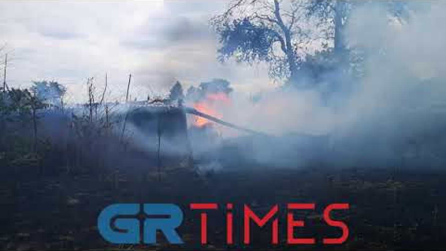 Επιχείρηση κατάσβεσης της πυρκαγιάς κοντά στο ιατρικό διαβαλκανικό