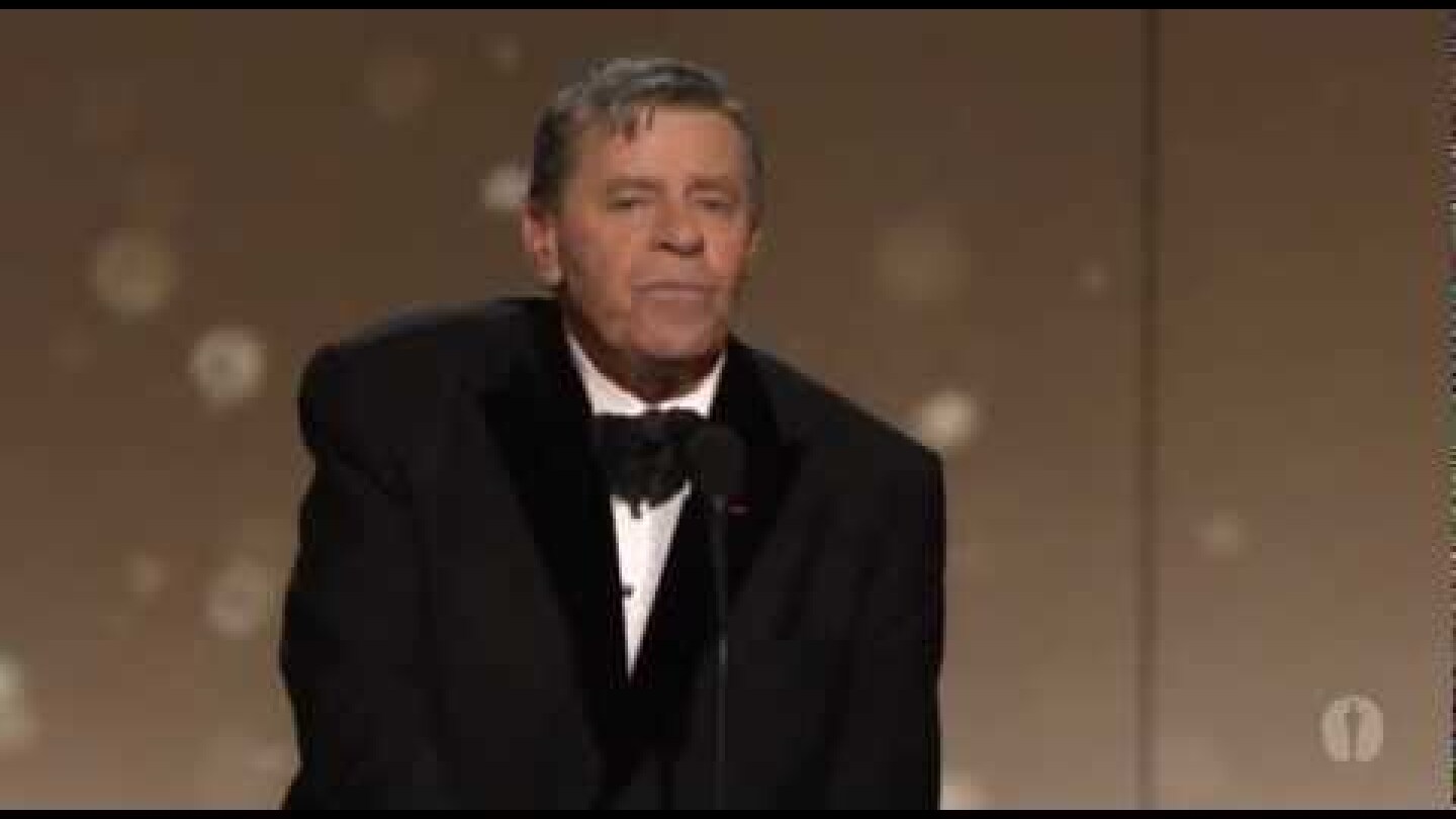 Jerry Lewis receives the Jean Hersholt Humanitarian Award