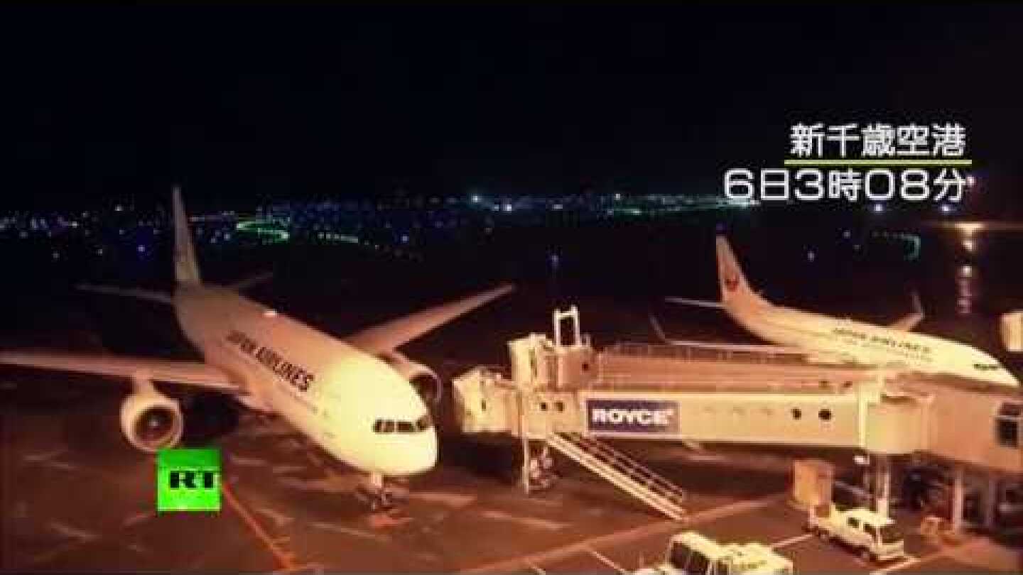 Moment earthquake hits Japan: Airport shaking, Hokkaido goes dark