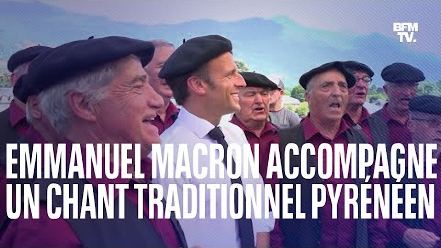 Emmanuel Macron accompagne la chorale pour un traditionnel chant pyrénéen