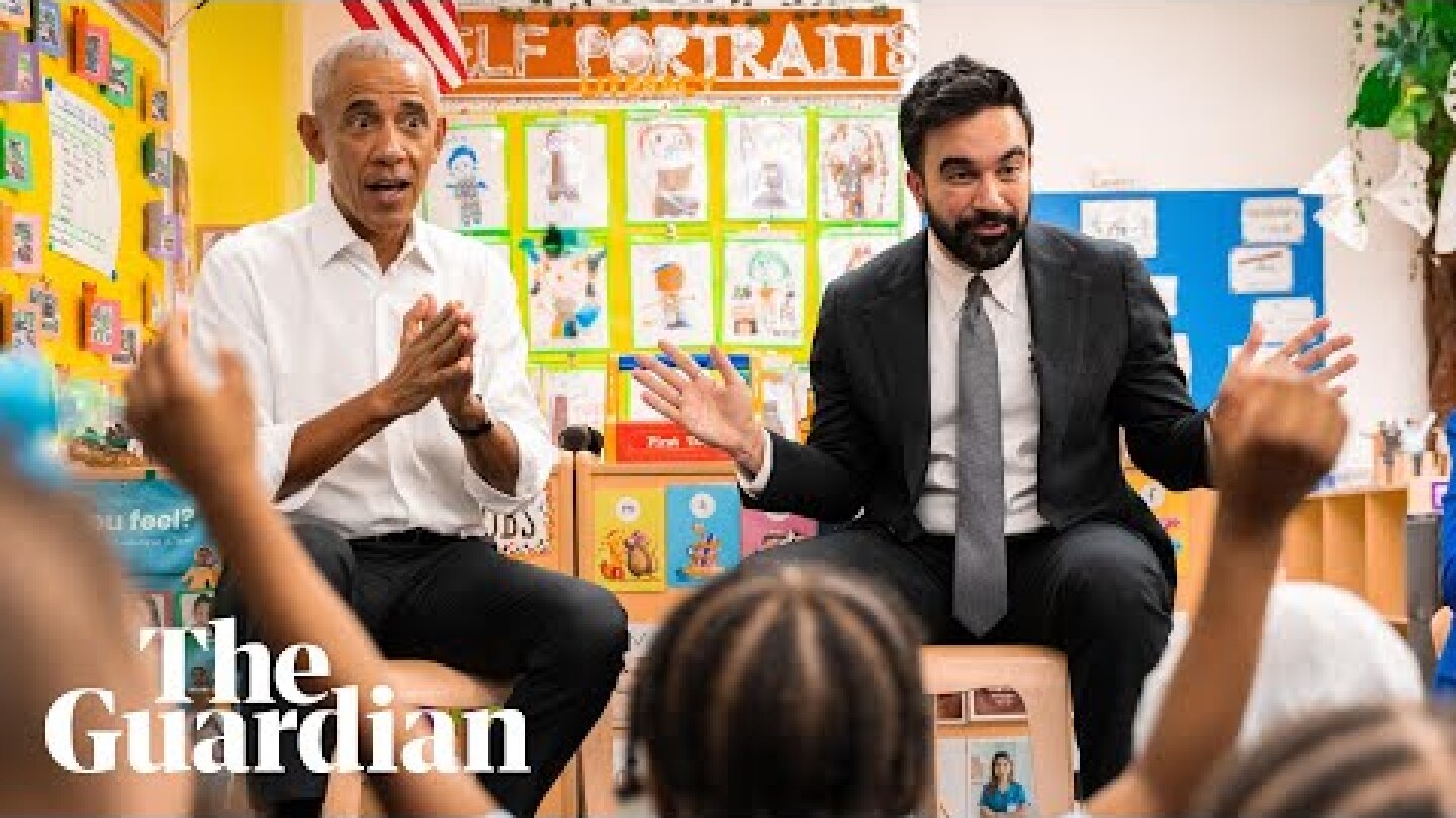 Obama and Mamdani sing The Wheels on the Bus with New York preschoolers