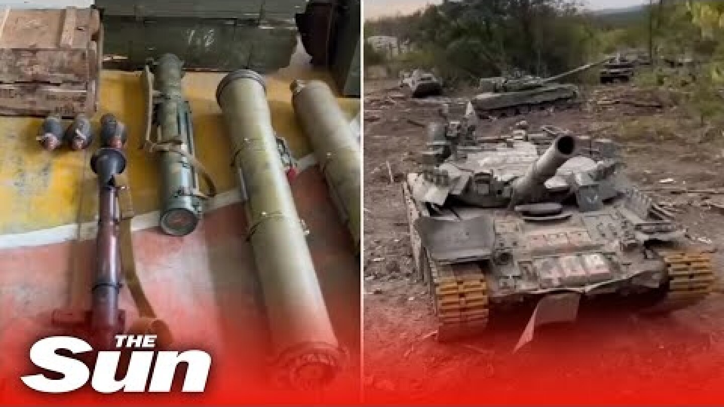 Ukrainian army shows off 'war trophies' of abandoned Russian equipment, weapons and ammo