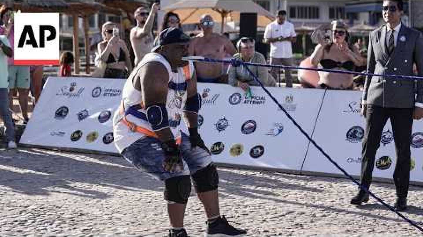 Egyptian man pulls ships with his teeth in Guinness World Record attempt