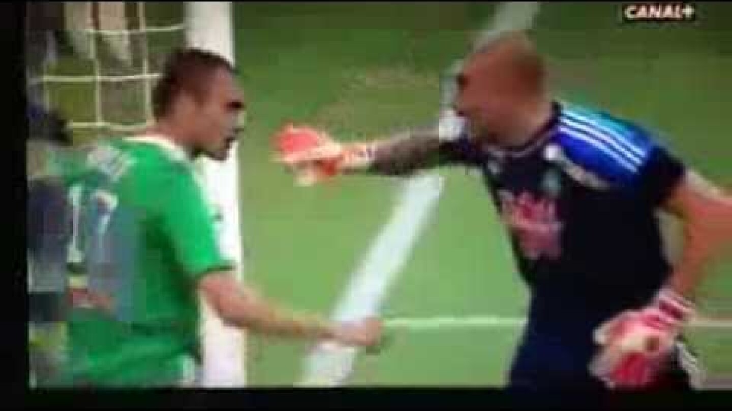 L'ALTERCATION STEPHANE RUFFIER ET YOHAN MOLLO.MONACO 2-1 SAINT ETIENNE