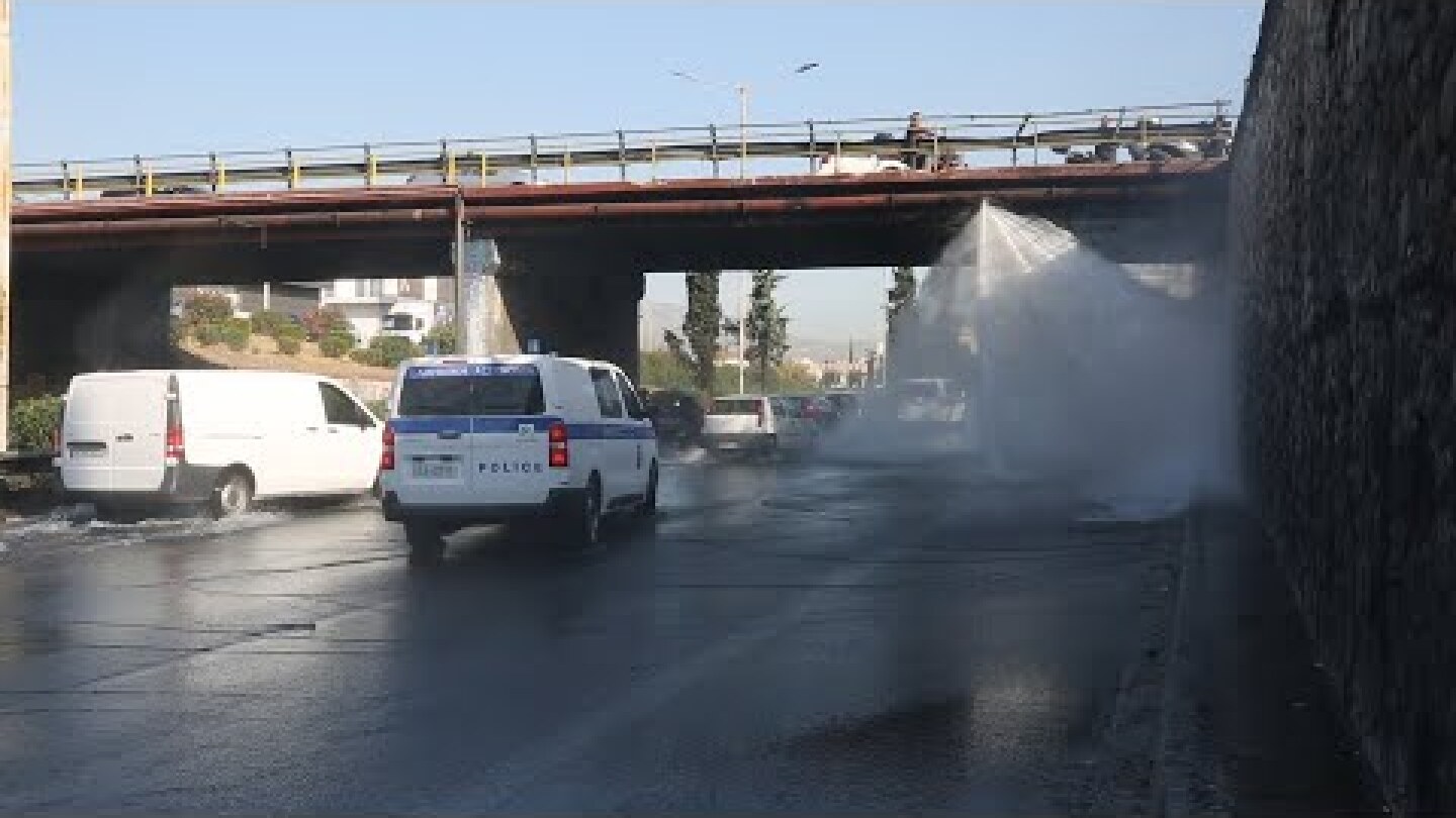 Κυκλοφοριακή συμφόρηση στη λεωφόρο Κηφισού, λόγω σπασμένου αγωγού της ΕΥΔΑΠ