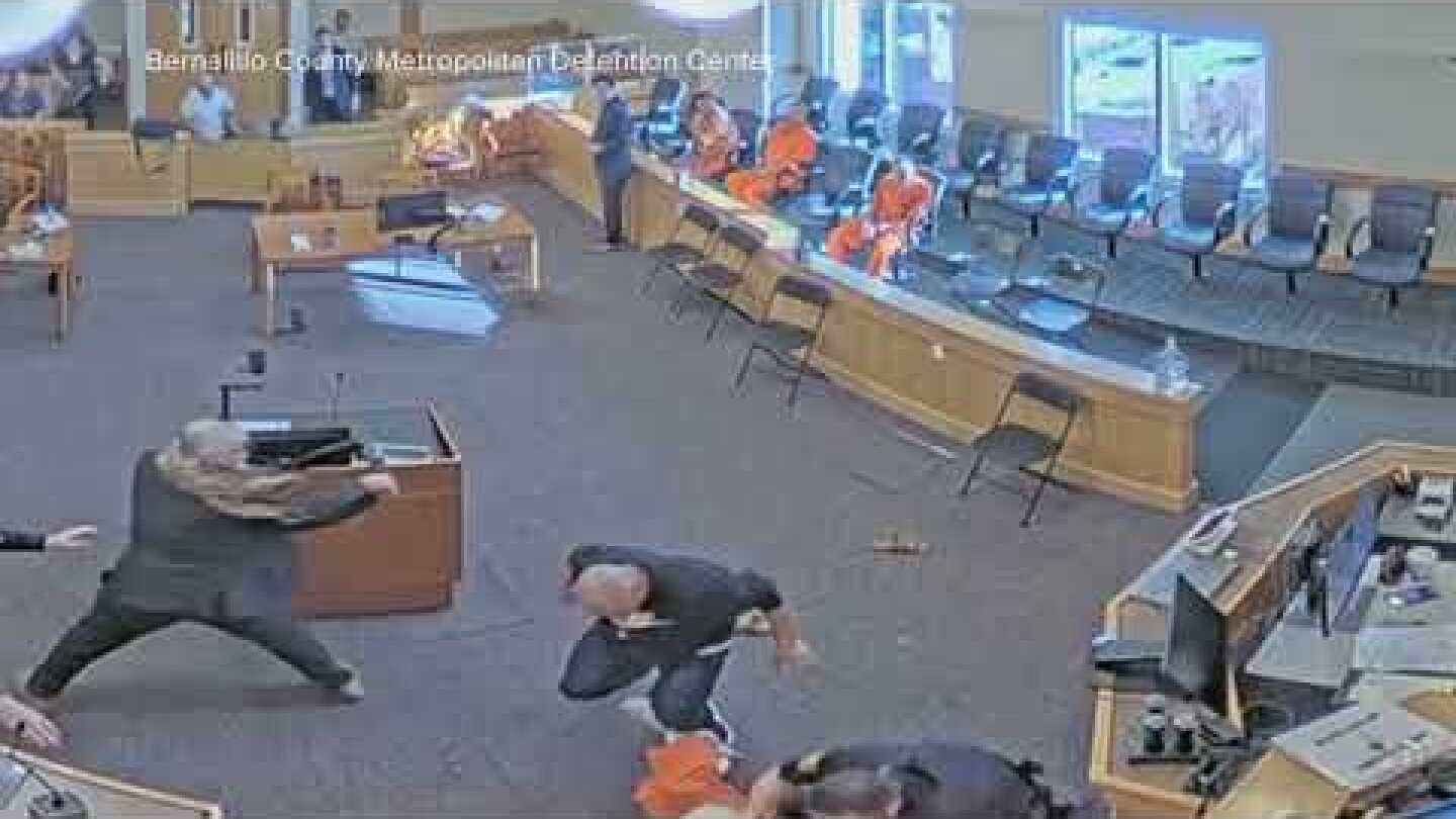 Brawl breaks out at court hearing for murder suspect in New Mexico, video shows