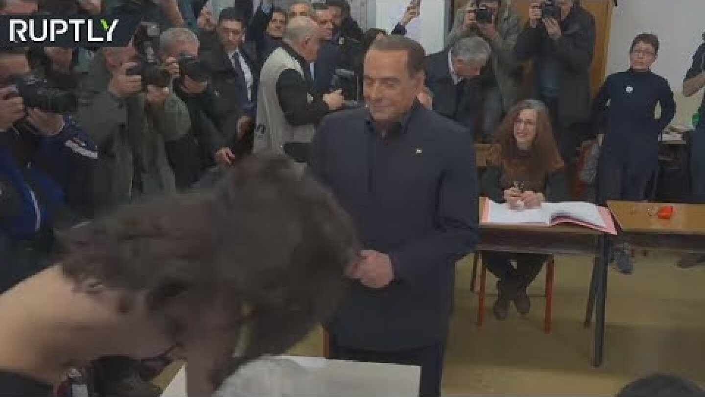 Topless FEMEN activist confronts Berlusconi as he votes