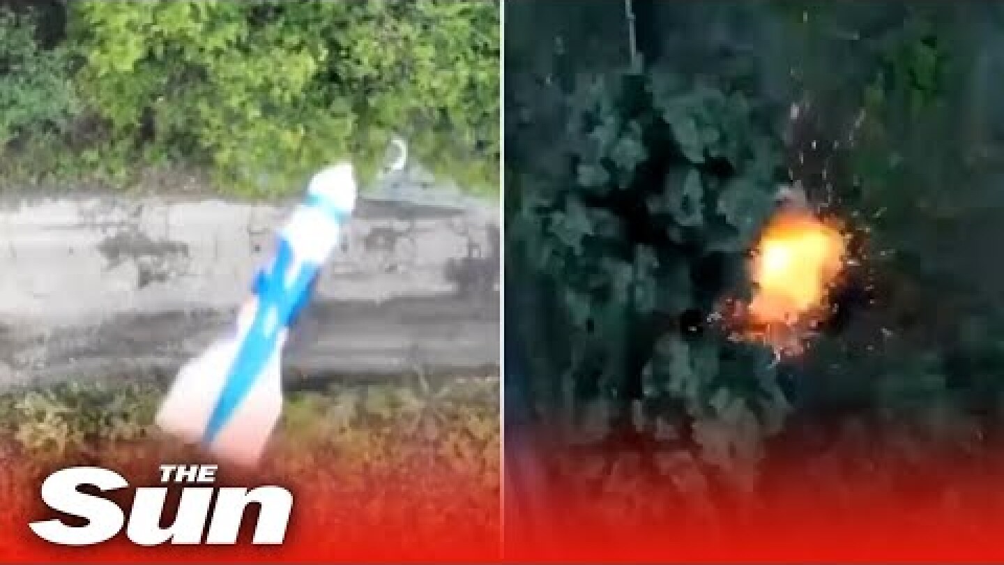 Ukrainian drone drops bombs on Russian troops and vehicles