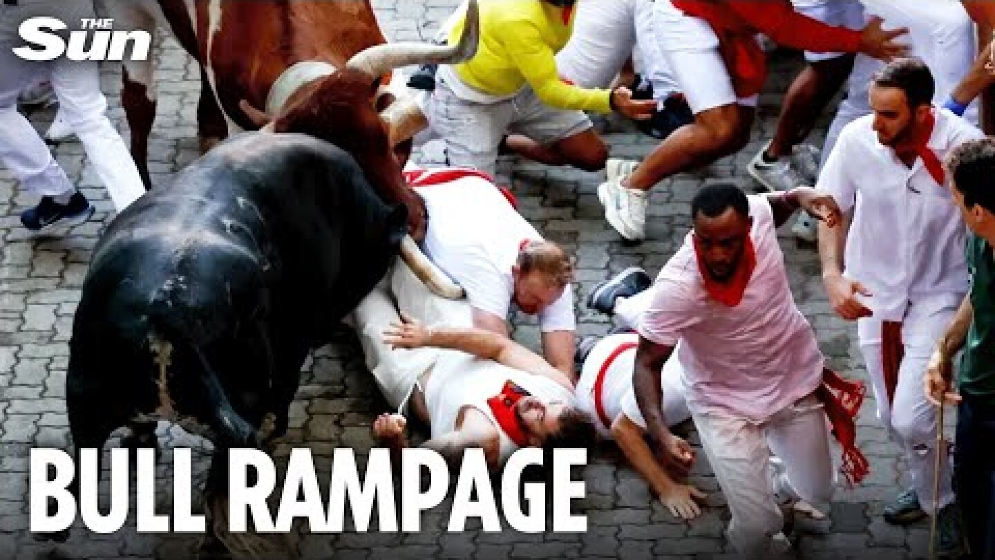 Raging 1260lb bull gores man in brutal Pamplona stampede