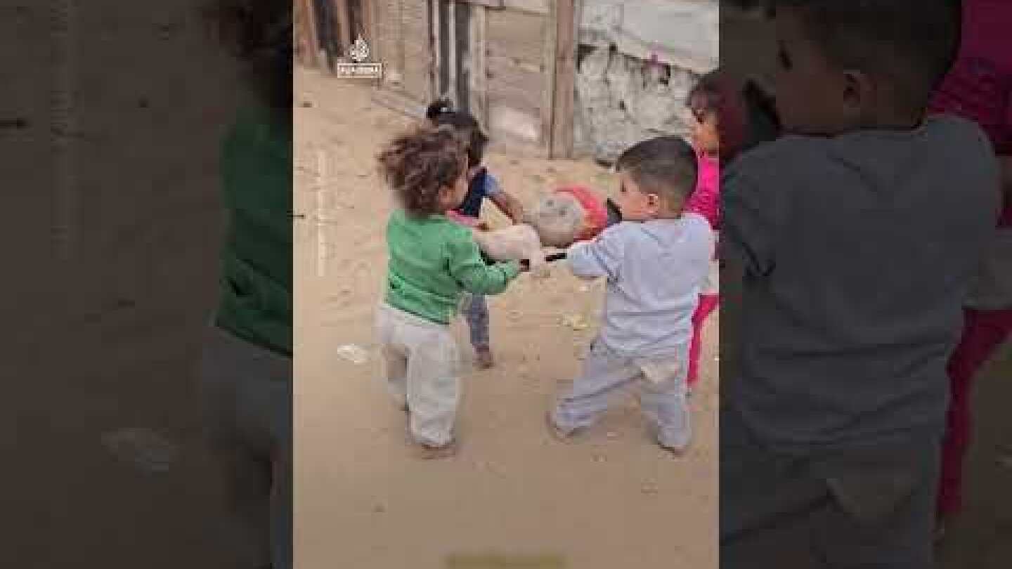 Children in Gaza reenact a funeral procession during play | AJ #shorts