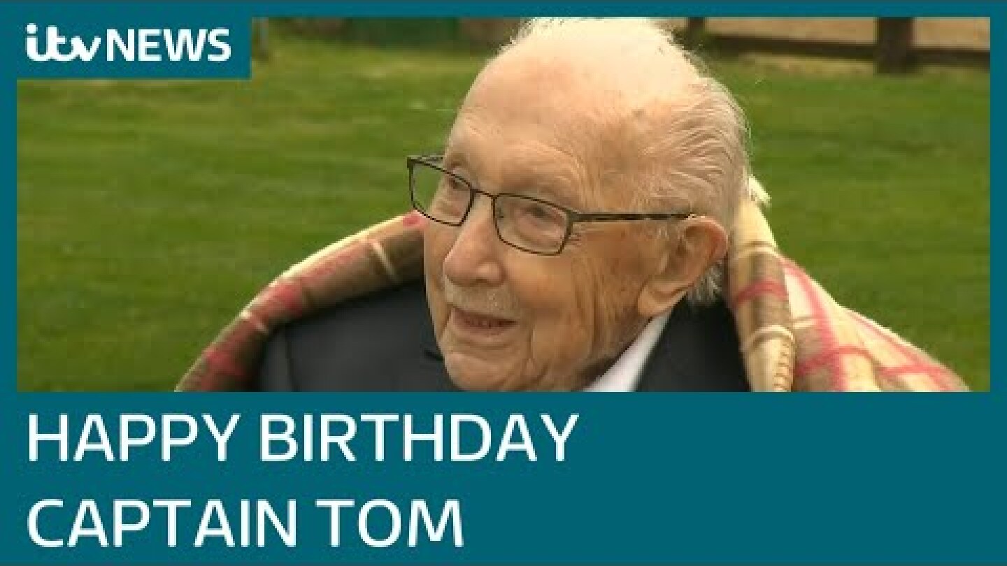 NHS fundraiser Captain Tom Moore celebrates his 100th birthday | ITV News