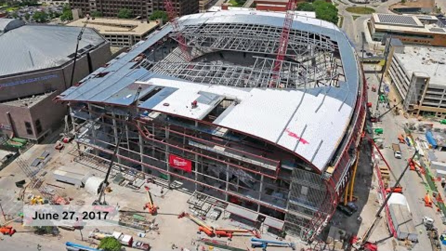Time lapse: Construction of the Milwaukee Bucks new arena