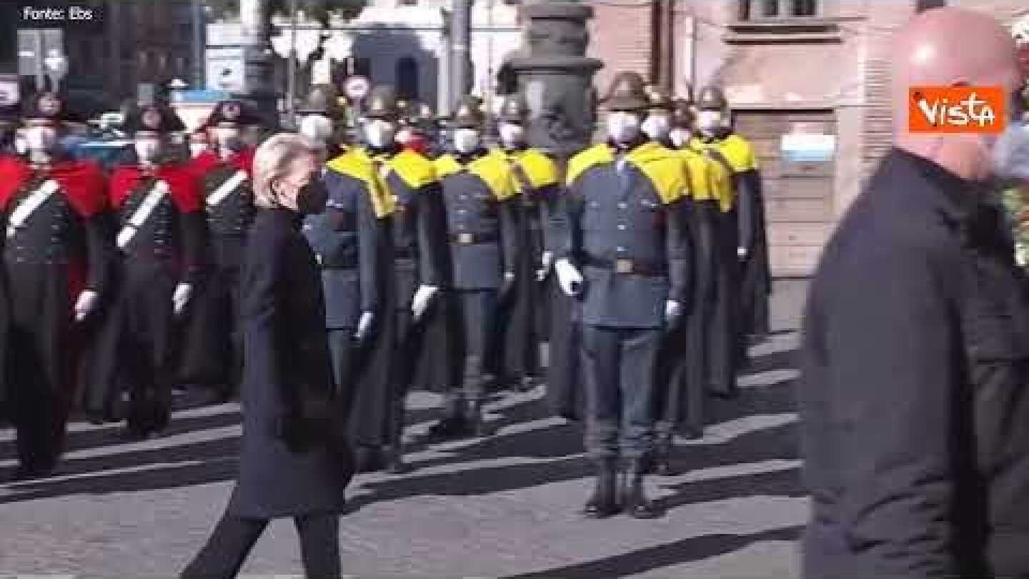 Funerali di Stato per David Sassoli, l'arrivo di Ursula von der Leyen