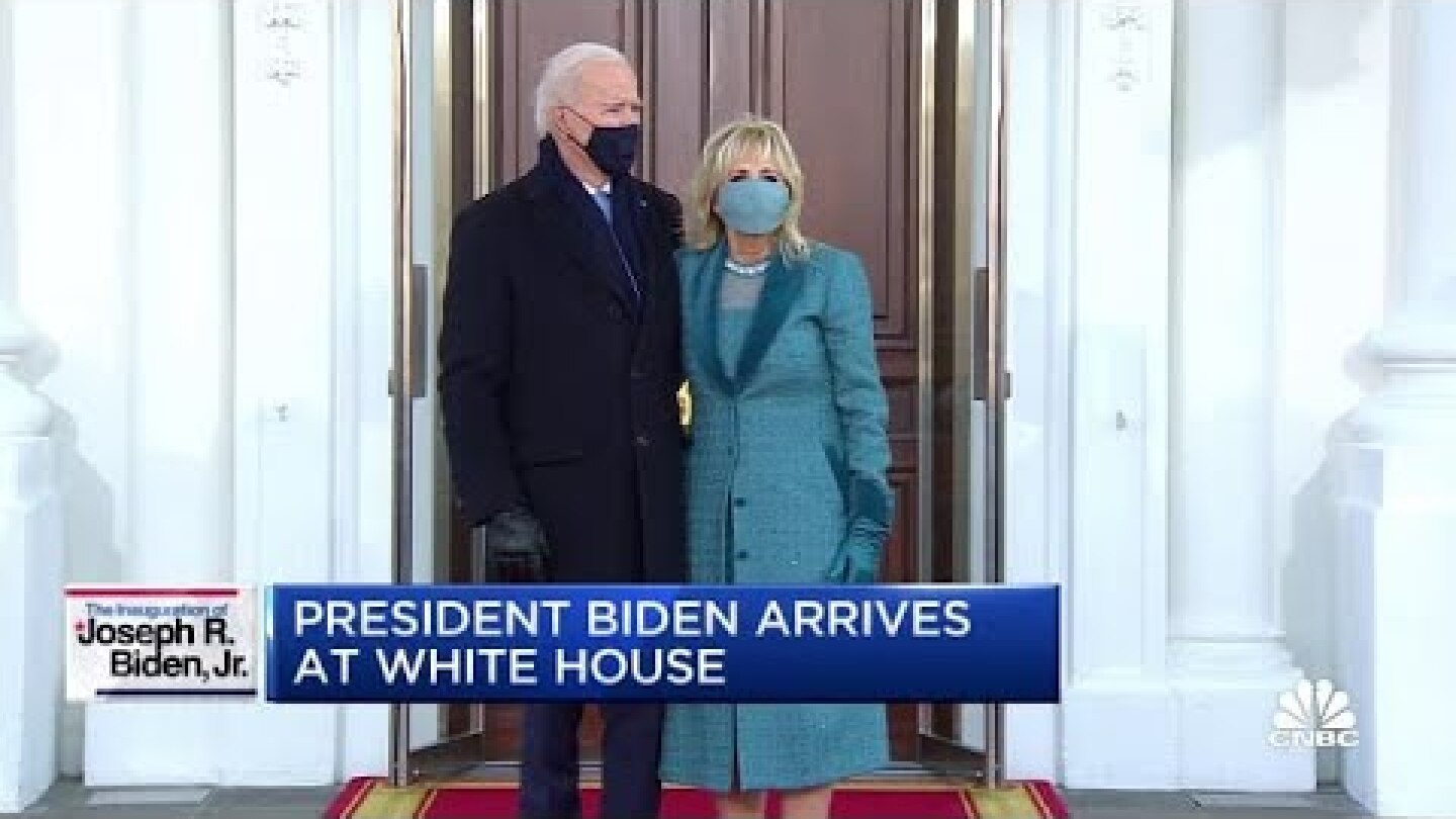 President Joe Biden arrives at the White House