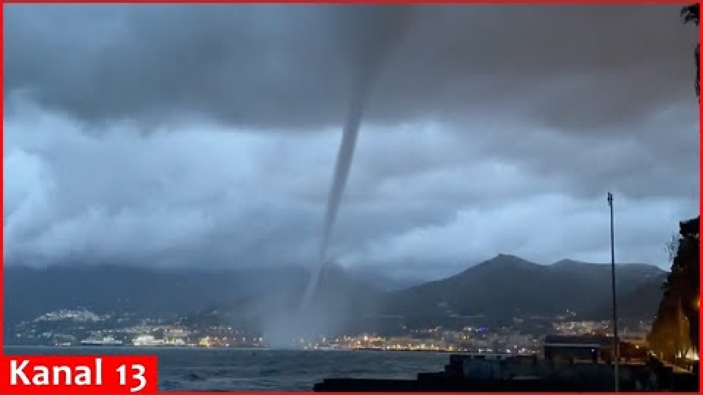 Devastating tornado struck the coast of Palermo in Italy, caused  the sinking yacht Bayesian