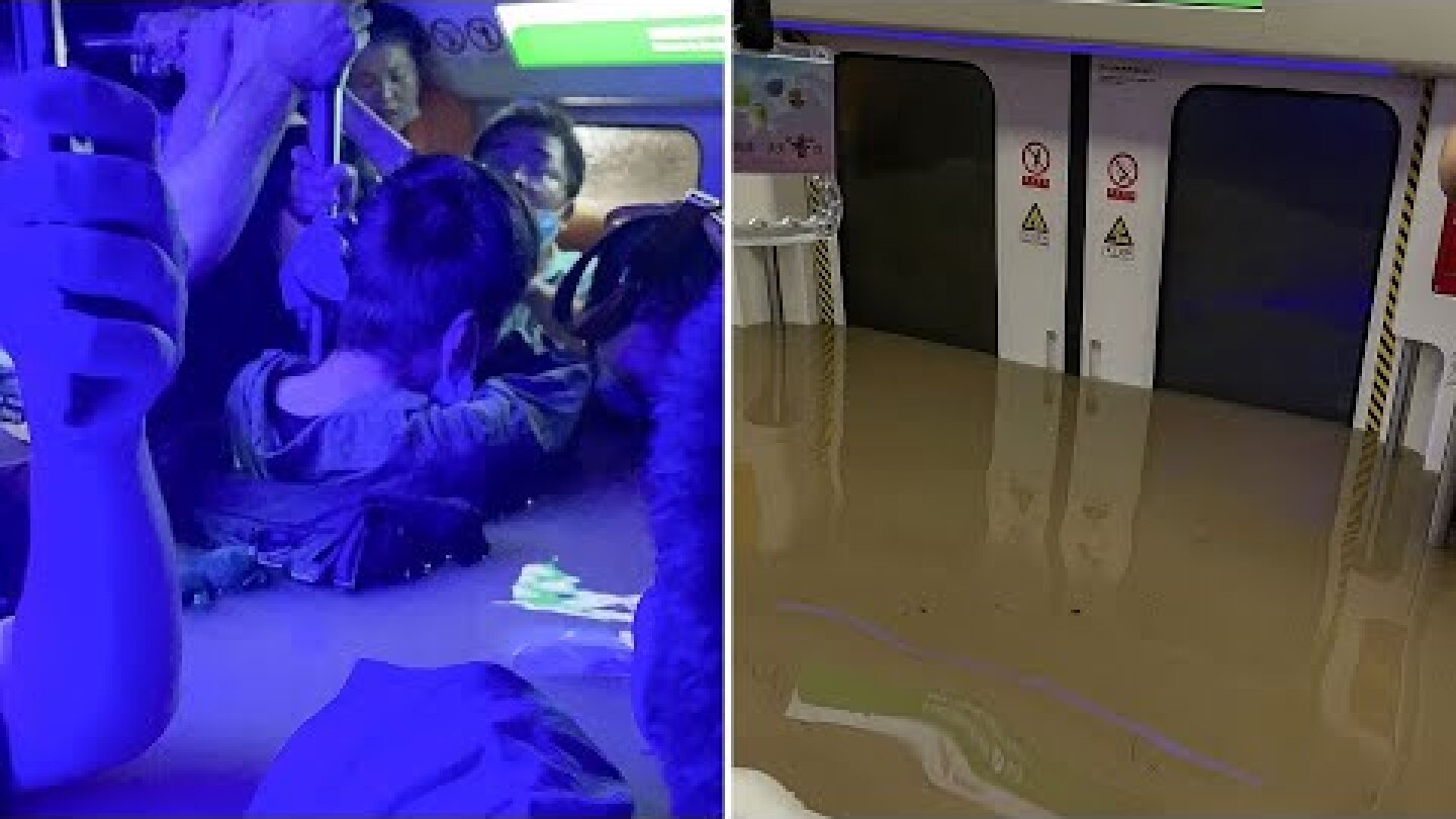 Passengers trapped in flooded subway in China