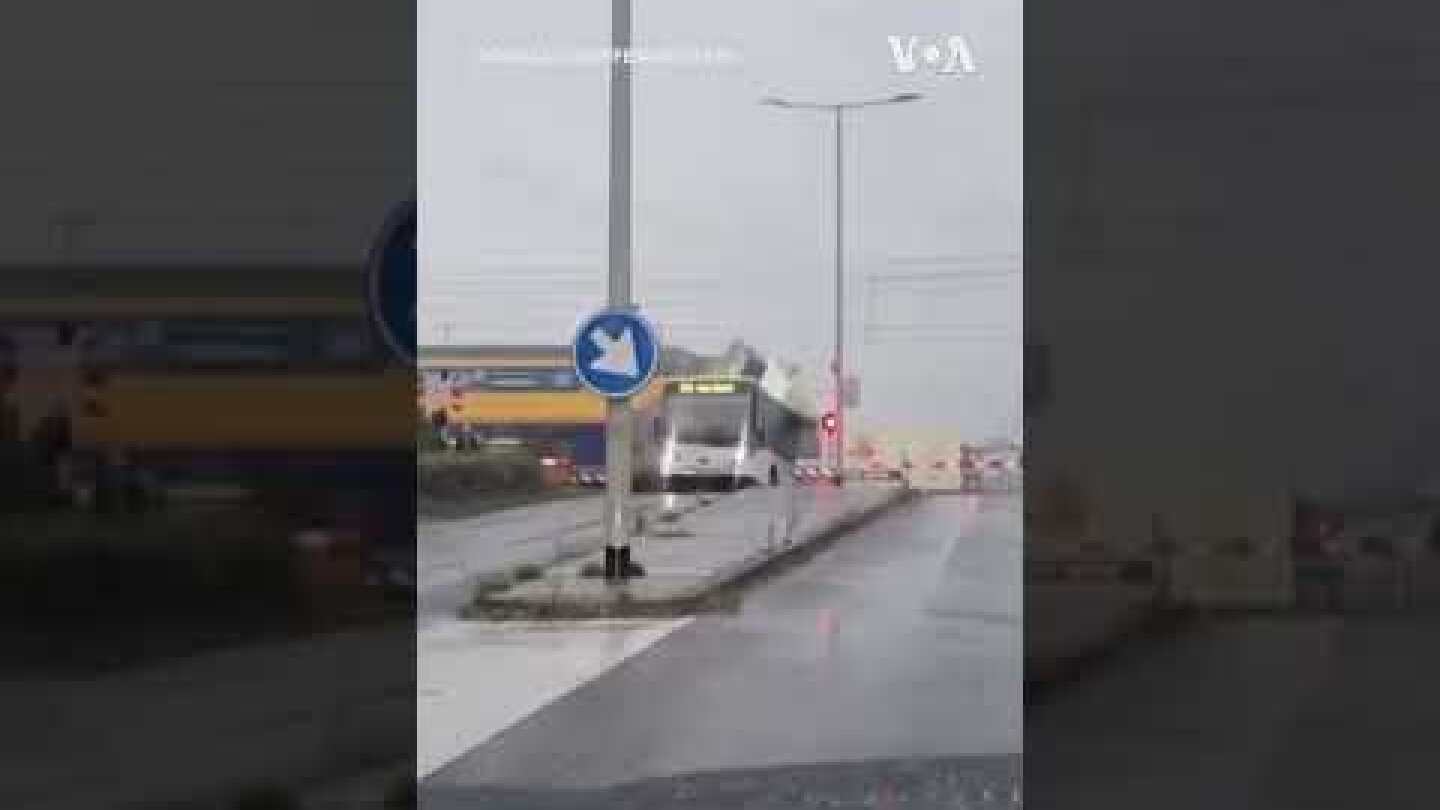 Train Slams Into Bus at Dutch Rail Crossing #shorts | VOA News