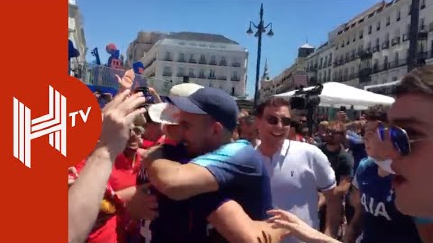 Incredible scenes as Liverpool & Spurs fans party together in Madrid!