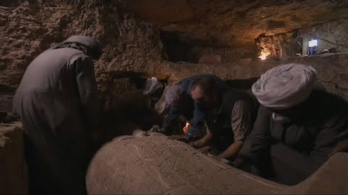 Thousands-year-old Egyptian sarcophagus opened on live TV