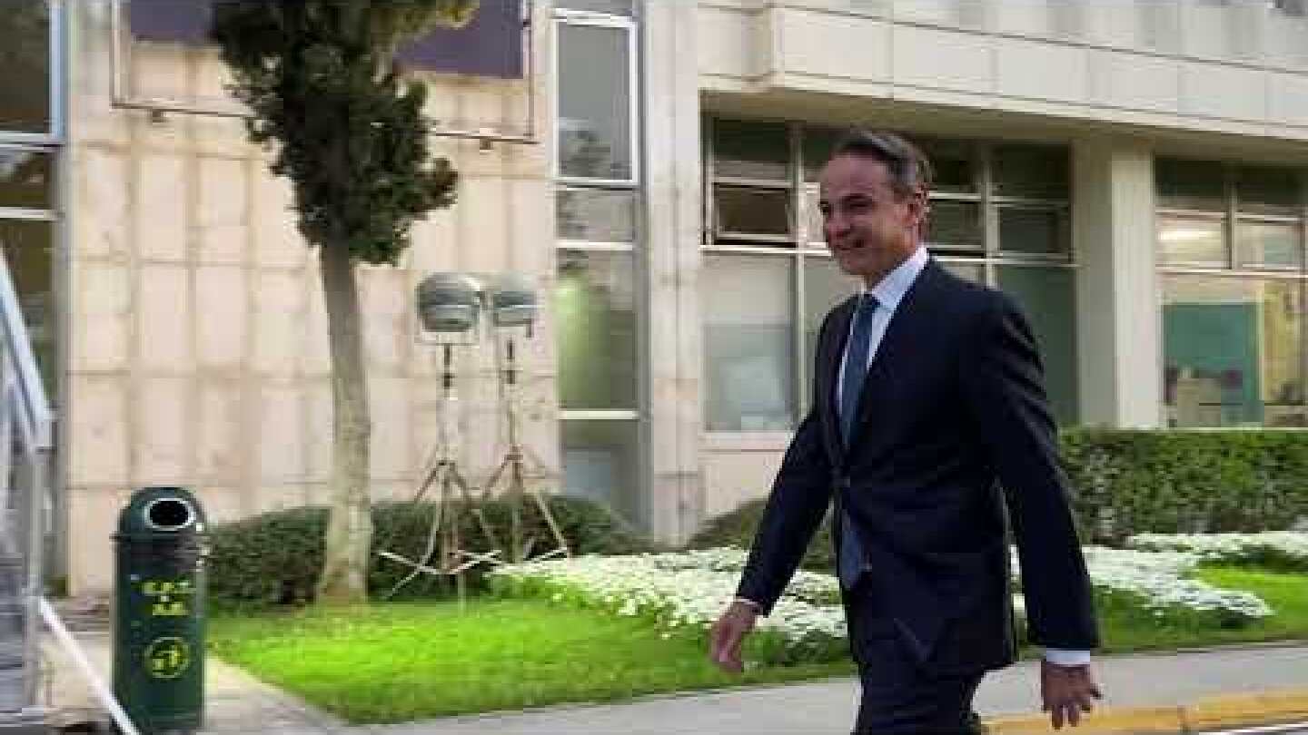 Άφιξη Κυριάκου Μητσοτάκη στο Ραδιομέγαρο της ΕΡΤ