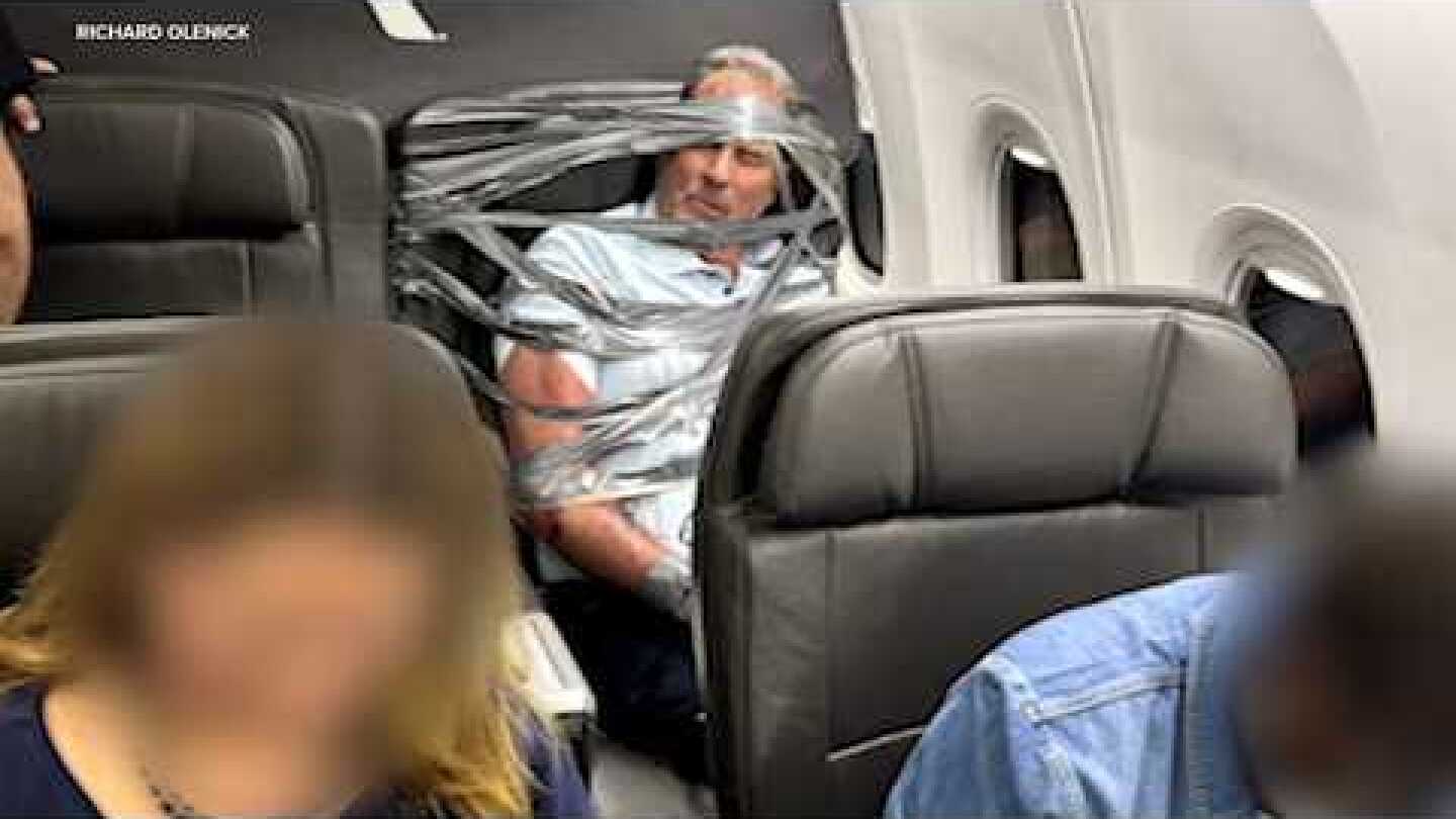 Unruly passenger arrested after being restrained with duct tape during flight